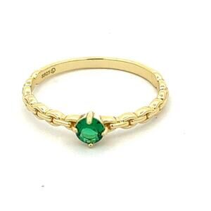 Tiny Twisted Gold Ring with Green Stone Accent size 6